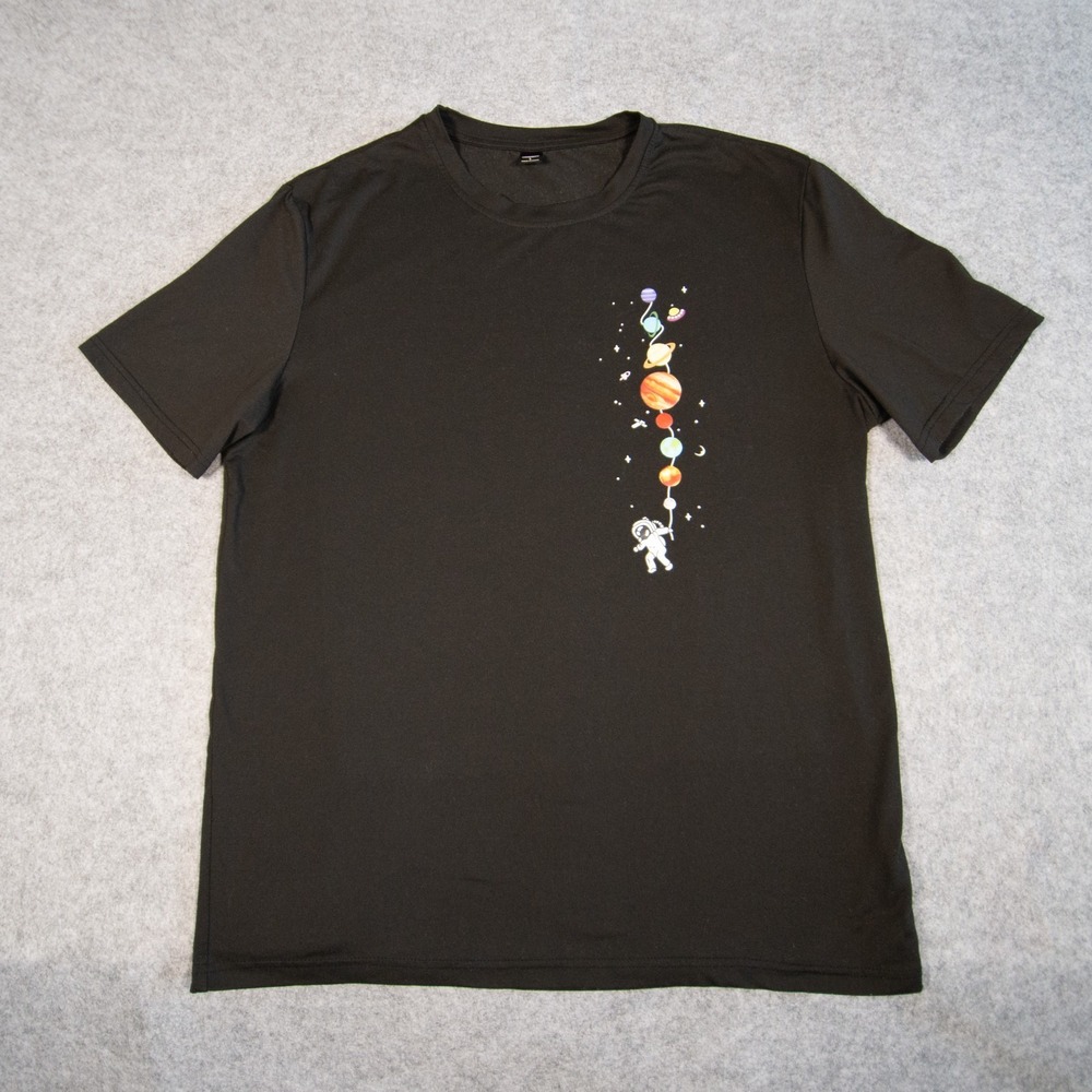 Astronaut Planet Balloon Graphic Tee Black Sz L Spacecore